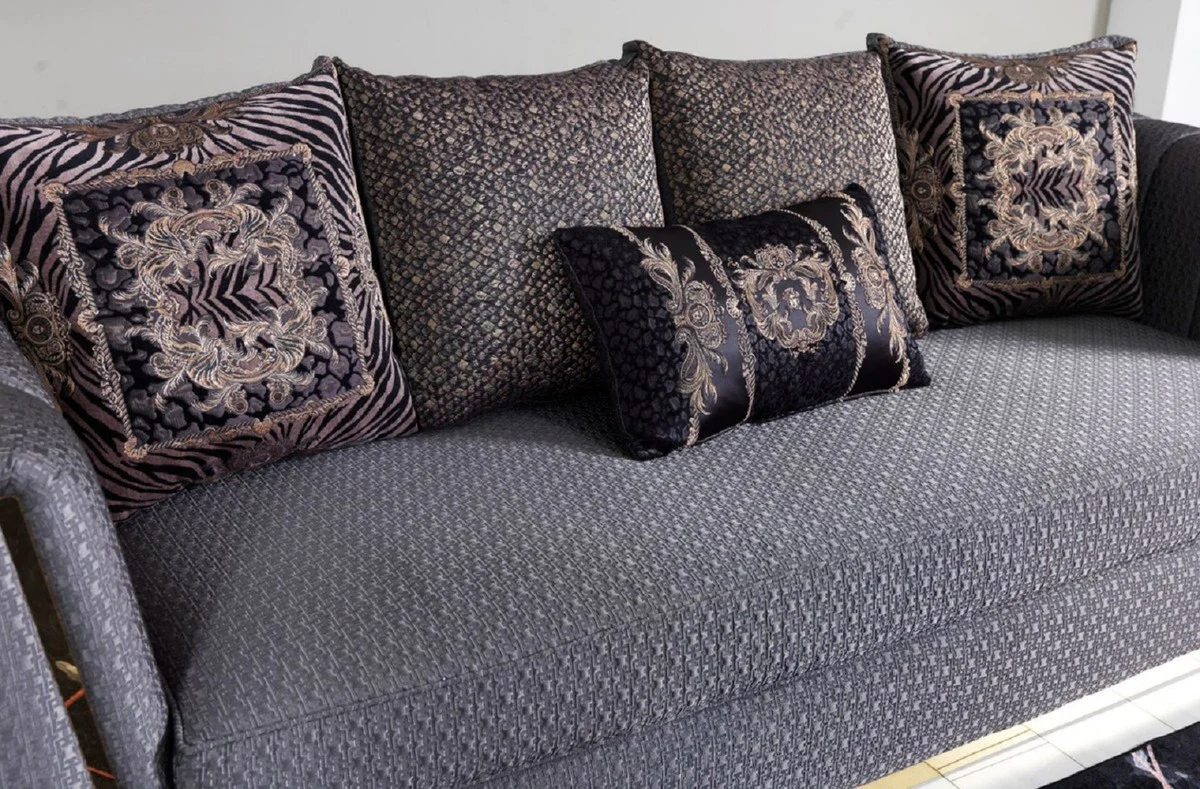 Casa Padrino conjunto de sala de estar de lujo p¨²rpura / oro - 2 Sof¨¢s y 2 Sillones y 1 Mesa de Centro - Muebles de sala de estar modernos - Calidad de Lujo