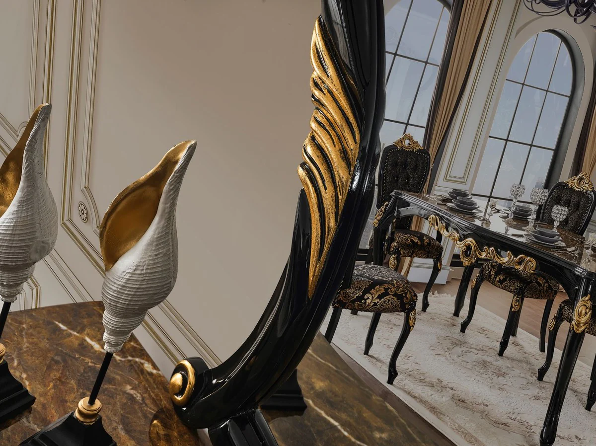 Casa Padrino conjunto de muebles barrocos de lujo aparador con espejo marrón / negro / oro - Magnífico mueble de madera maciza con 4 puertas y elegante espejo de pared - Muebles de estilo barroco