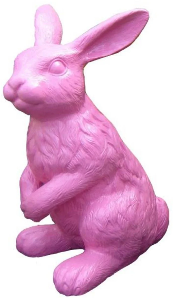 Casa Padrino escultura decorativa de lujo conejo rosa A. 120 cm - Figura decorativa grande - Figura animal XXL - Escultura decorativa XXL - Esculturas y figuras decorativas XXL de lujo