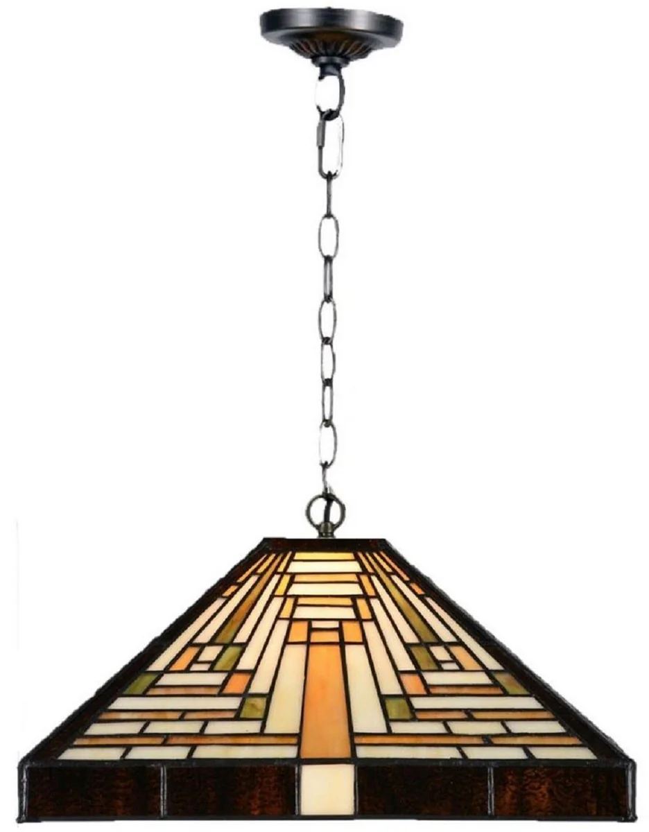Casa Padrino lámpara colgante Tiffany de lujo multicolor 36 x 36 x A. 16 cm - Lámpara colgante Art Deco Tiffany - Lámpara colgante de salón - Lámpara colgante decorativa - Luces Tiffany de lujo