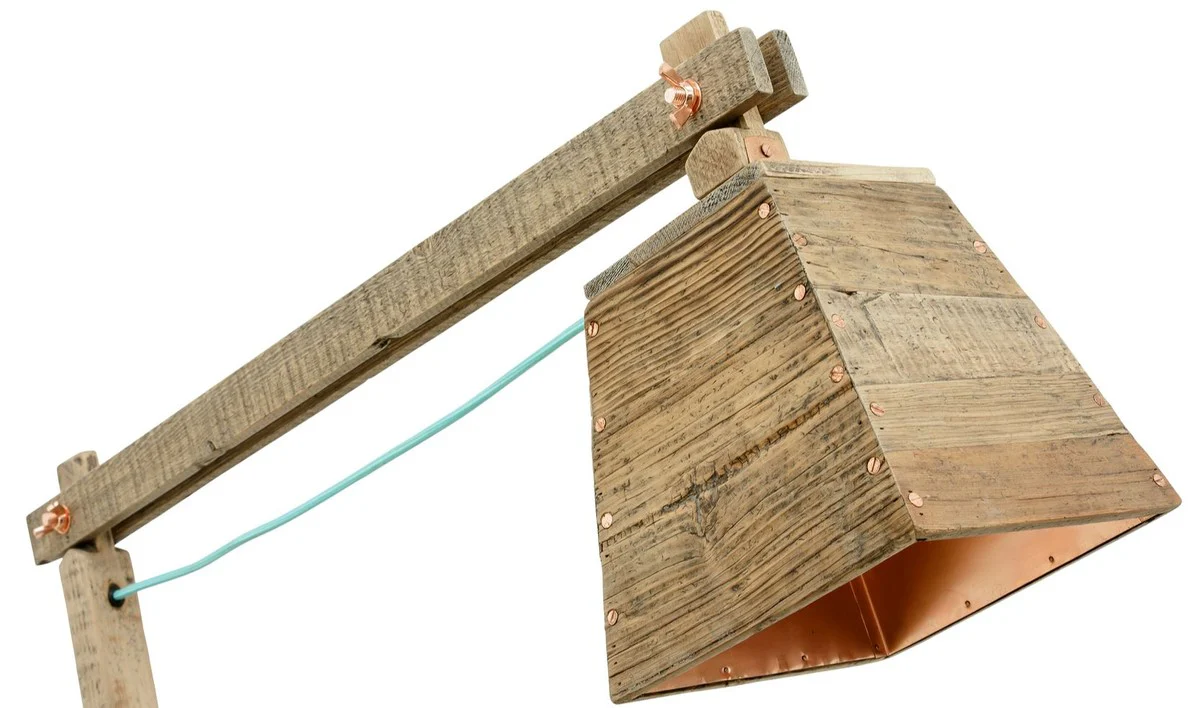 Casa Padrino lámpara de mesa de madera de pino colores naturales 90 x 30 x H. 105 cm - Lámpara de Mesa de Lujo con Cable Aqua Azul