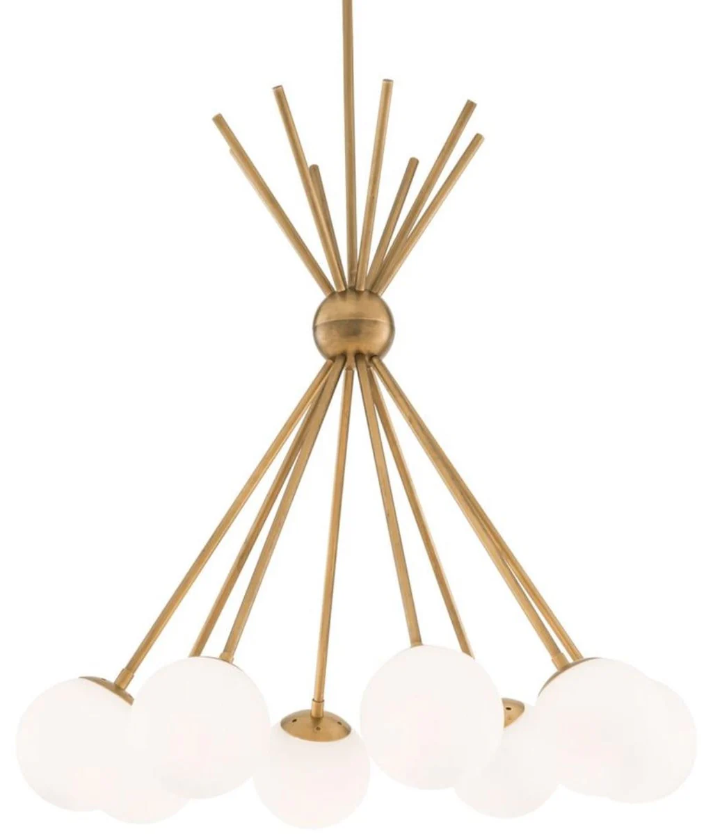 Casa Padrino araña de lujo latón antiguo / blanco Ø 85 x H. 84 cm - Muebles de Diseño