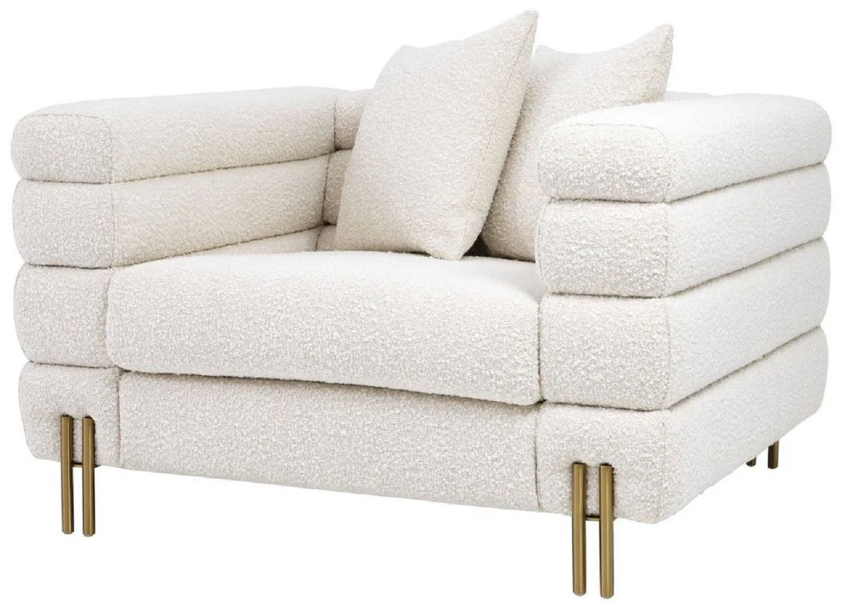 Casa Padrino sill¨®n art deco de lujo crema / lat¨®n 109 x 97 x A. 68 cm - Sill¨®n de sal¨®n moderno - Muebles de Lujo