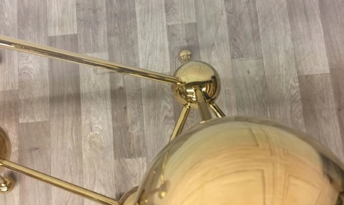 Casa Padrino escritorio de dise?o de lujo oro 160 x 75 x A. 77 cm - Mesa de oficina de metal con tapa de vidrio curvo - Mesa de ordenador - Muebles de oficina de dise?o de lujo