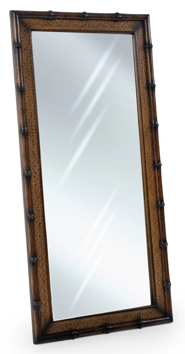 Casa Padrino Espejo de Pared de Estilo Vintage de Lujo Marr¨®n / Natural 74 x 8 x A. 184 cm - Espejo Rectangular de Madera Maciza - Muebles de Estilo Vintage - Muebles de Lujo