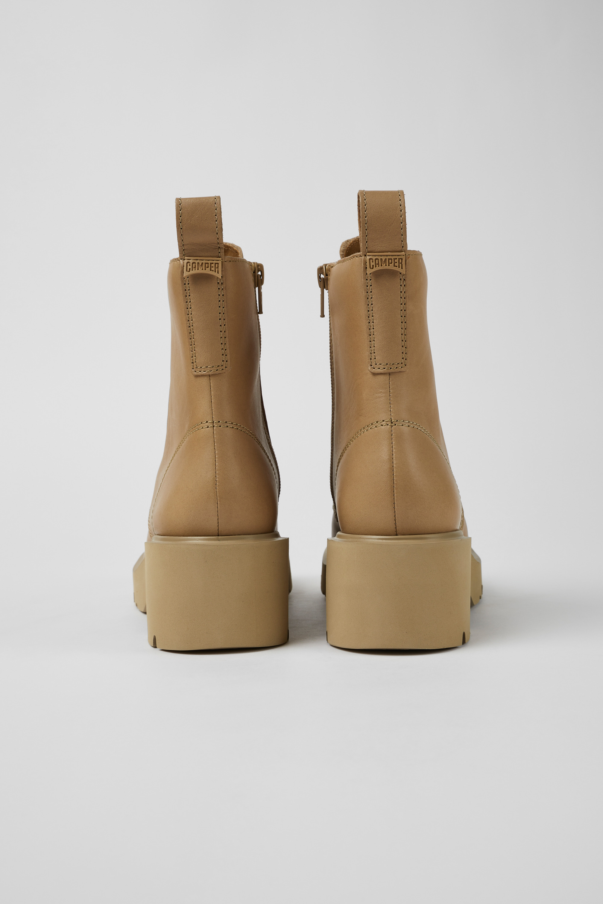 Milah - Beige lace-up boots for women