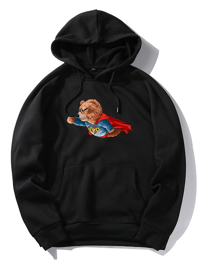 Superhero Bear Print Hoodie