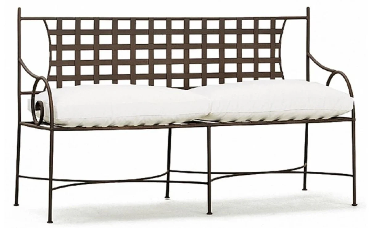 Casa Padrino banco de jard¨ªn Art Nouveau de lujo de hierro forjado marr¨®n / blanco 160 cm