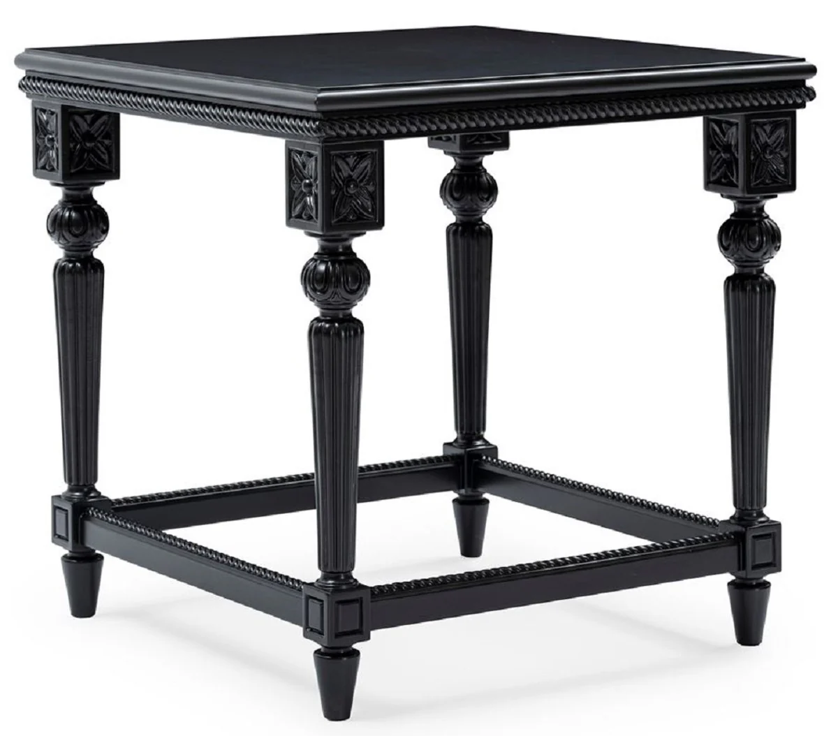 Casa Padrino mesa auxiliar barroco de lujo negro - Mesa cuadrada de madera maciza en estilo barroco - Muebles de sal¨®n de lujo en estilo barroco - Muebles barrocos - Noble y Magn¨ªfica