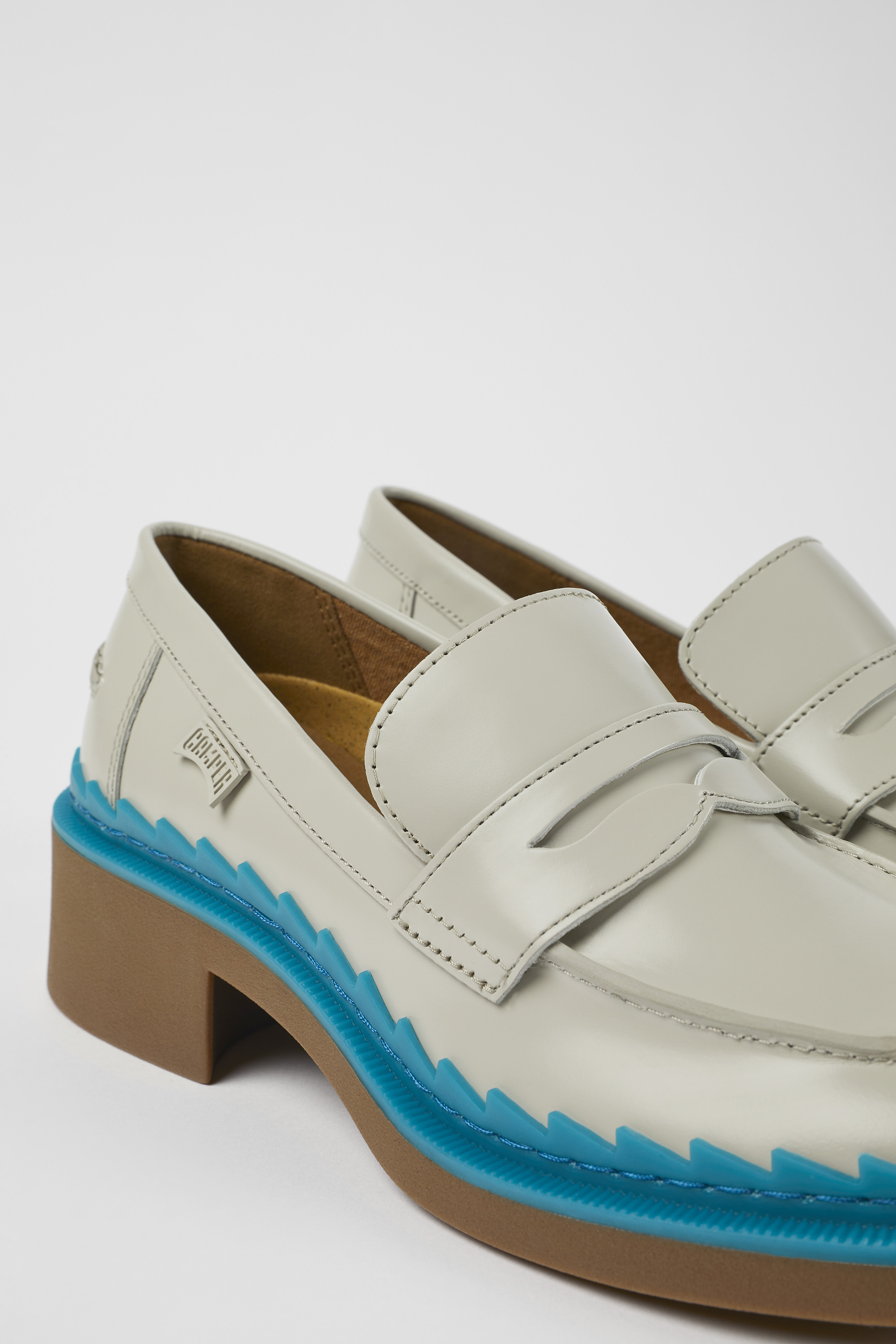 Taylor - Gray and blue leather loafers for women