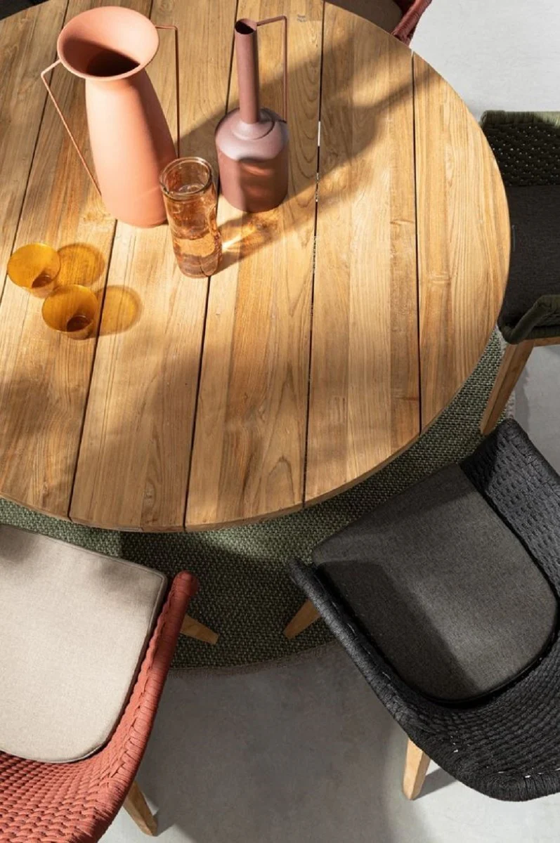 Casa Padrino mesa de jard¨ªn de lujo natural ? 150 x A. 75 cm - Mesa de jard¨ªn redonda de teca reciclada - Muebles de jard¨ªn de teca - Muebles de jard¨ªn de lujo