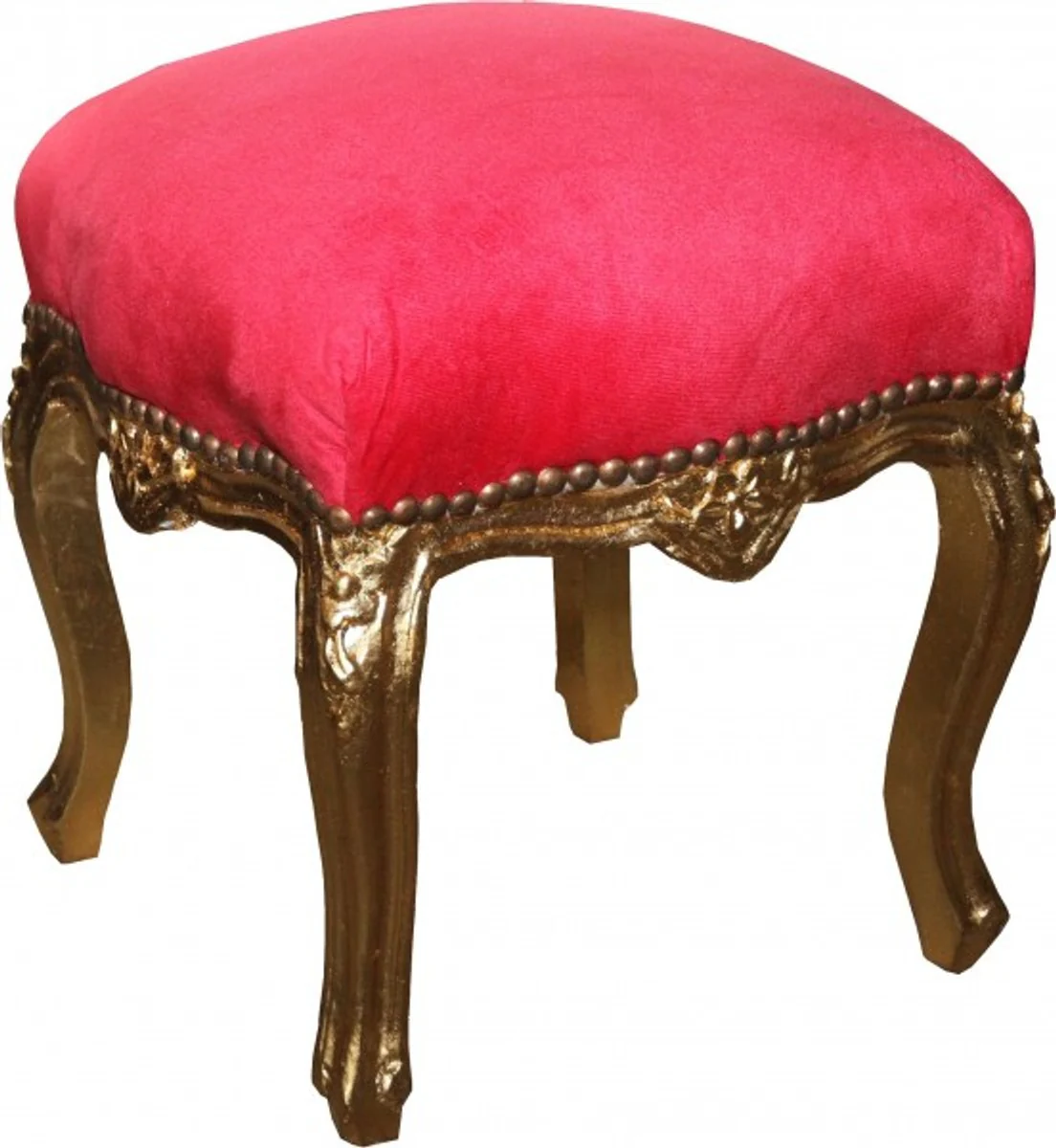 Casa Padrino barroco Taburete del pie rojo / oro brillante Altura 40 cm, anchura 35 cm - muebles barrocos