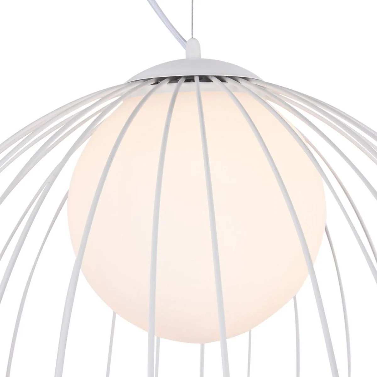 Casa Padrino lámpara de suspensión blanco Ø 50 x H. 41 cm - Luminaria Hecha de Varillas de Metal Curvadas