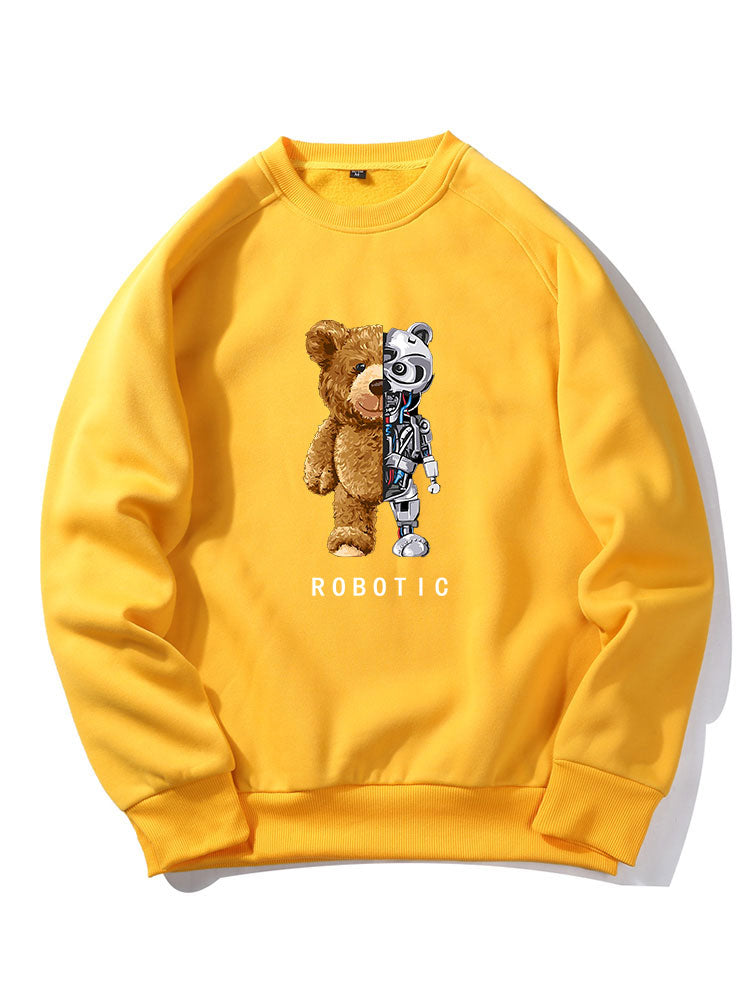 Robot Bear Print Raglan Sleeves Sweatshirt