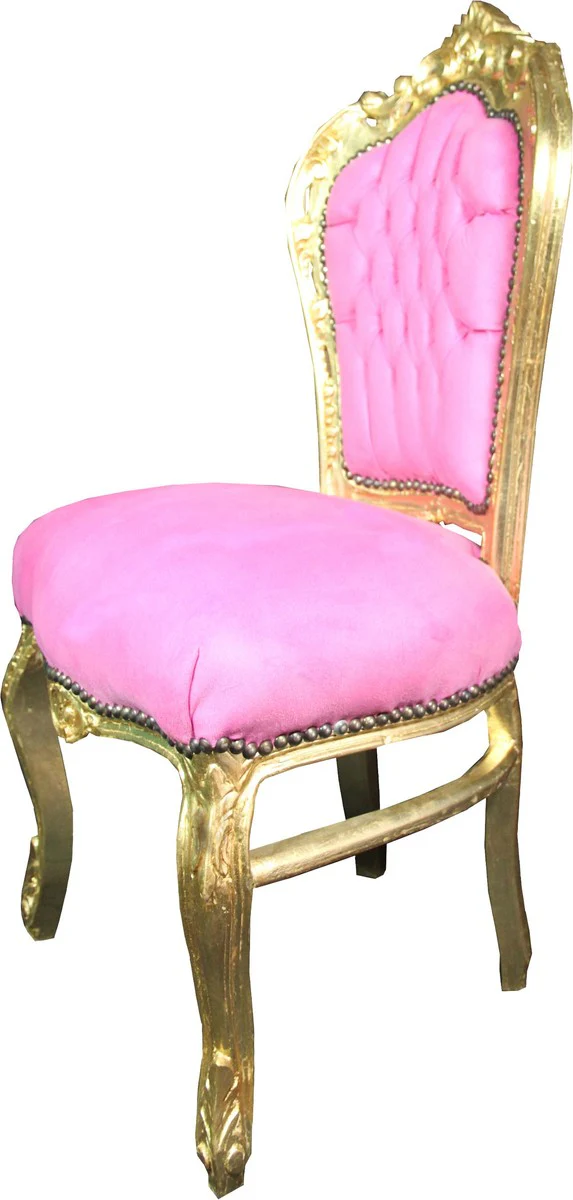 Silla de comedor barroca Casa Padrino Pink / Gold Mod3 - Edici¨®n limitada