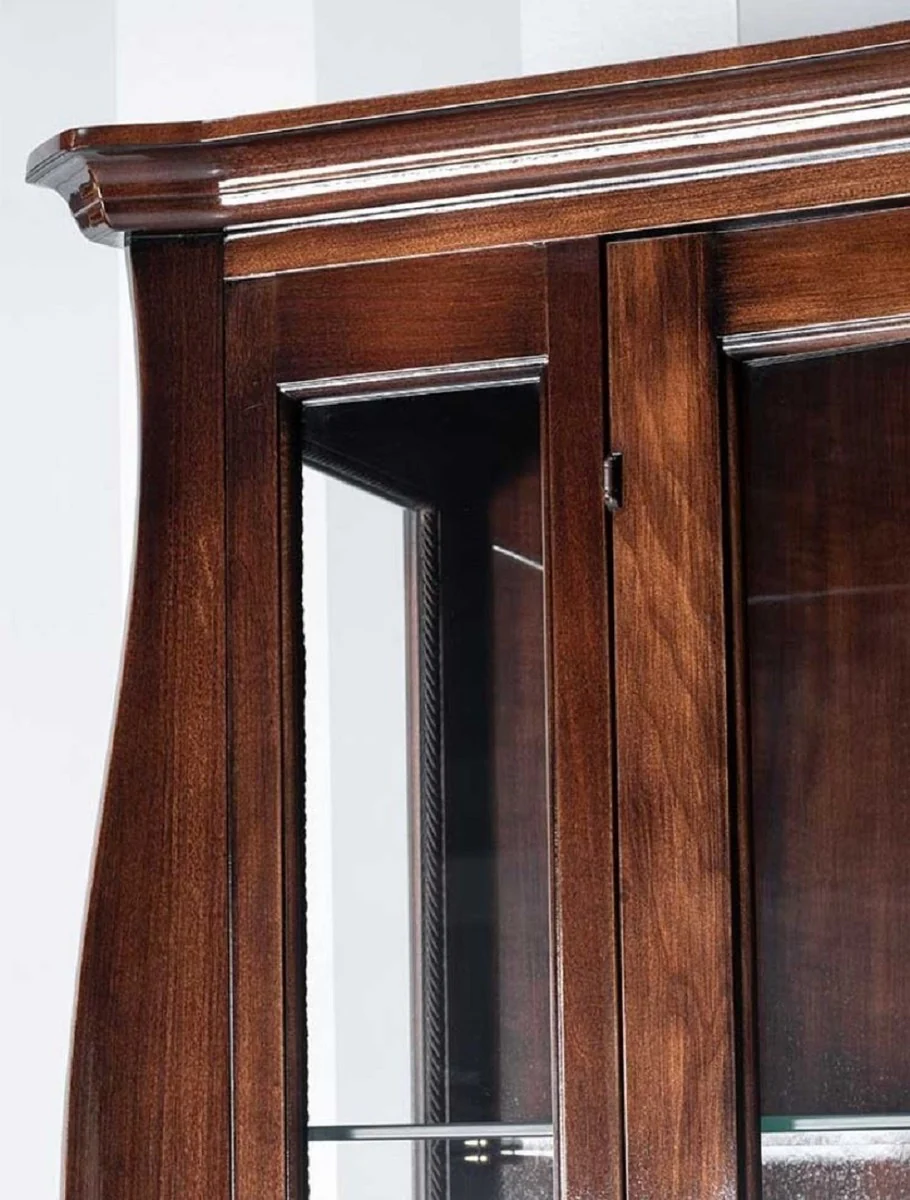 Casa Padrino vitrina Art Deco de lujo marr¨®n 170 x 50 x A. 215 cm - Vitrina de madera maciza con 2 puertas de vidrio - Muebles de Sal¨®n Art Deco de Lujo