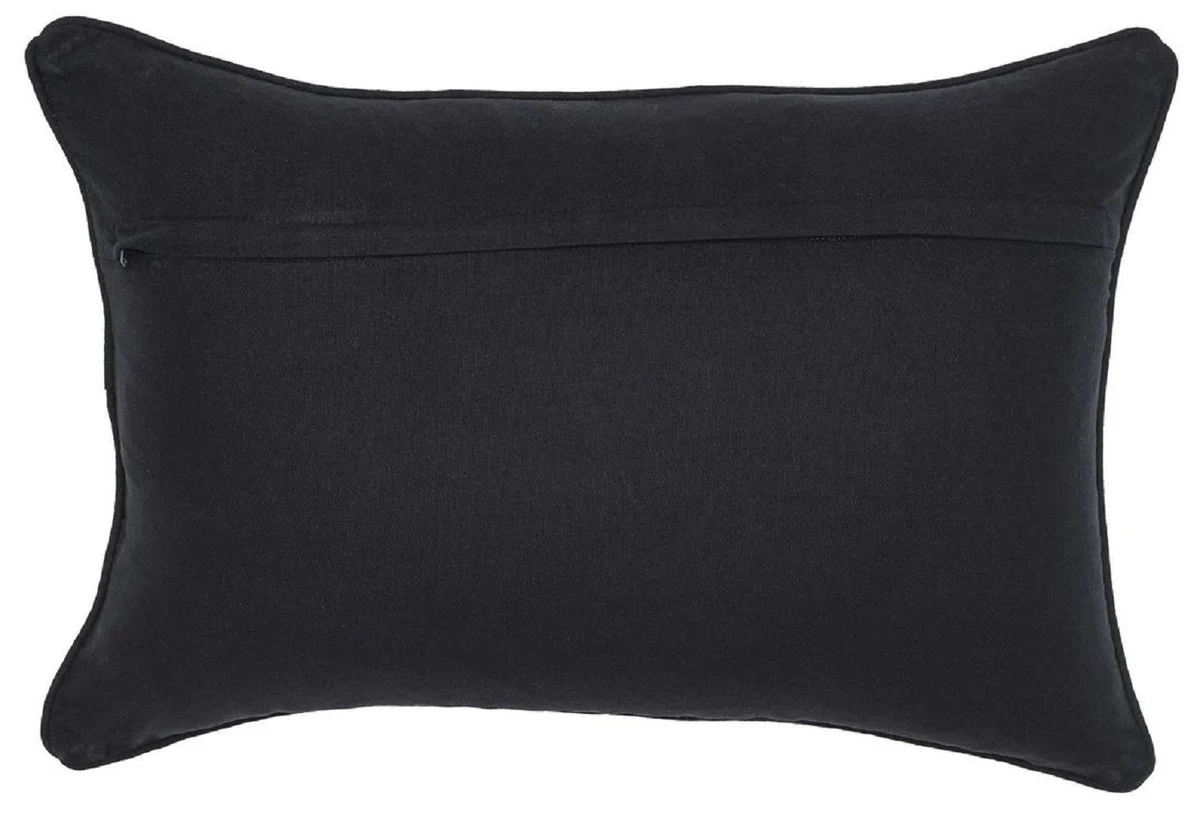 Casa Padrino cojín decorativa de lujo negro / oro 60 x 40 cm - Almohada decorativa rectangular con patrón de diamante elegante - Calidad de Lujo - Colección Hotel