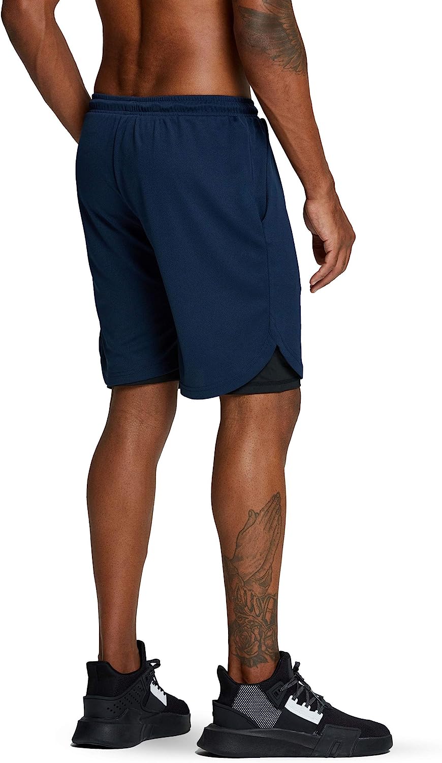 Men's 2 in 1 Running Shorts Gym Workout Quick Dry Mens Shorts with Phone Pocket