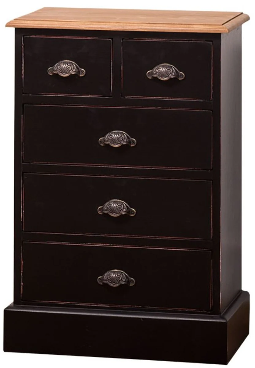 Casa Padrino country house style bedroom chest antique style black / natural 51 x 30 x H. 74 cm - Country House Style Bedroom Furniture