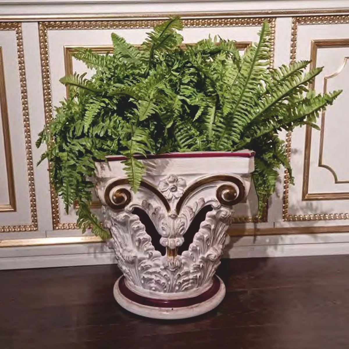 Casa Padrino maceta barroco de lujo blanco / p¨²rpura A. 45 cm - Hecho en Italia