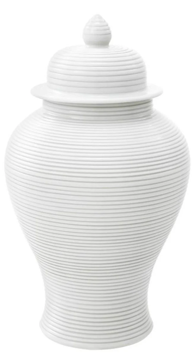 Casa Padrino jarra de porcelana de lujo con tapa blanca Ø 25 x H. 45 cm - Hotel & Restaurant Decoration