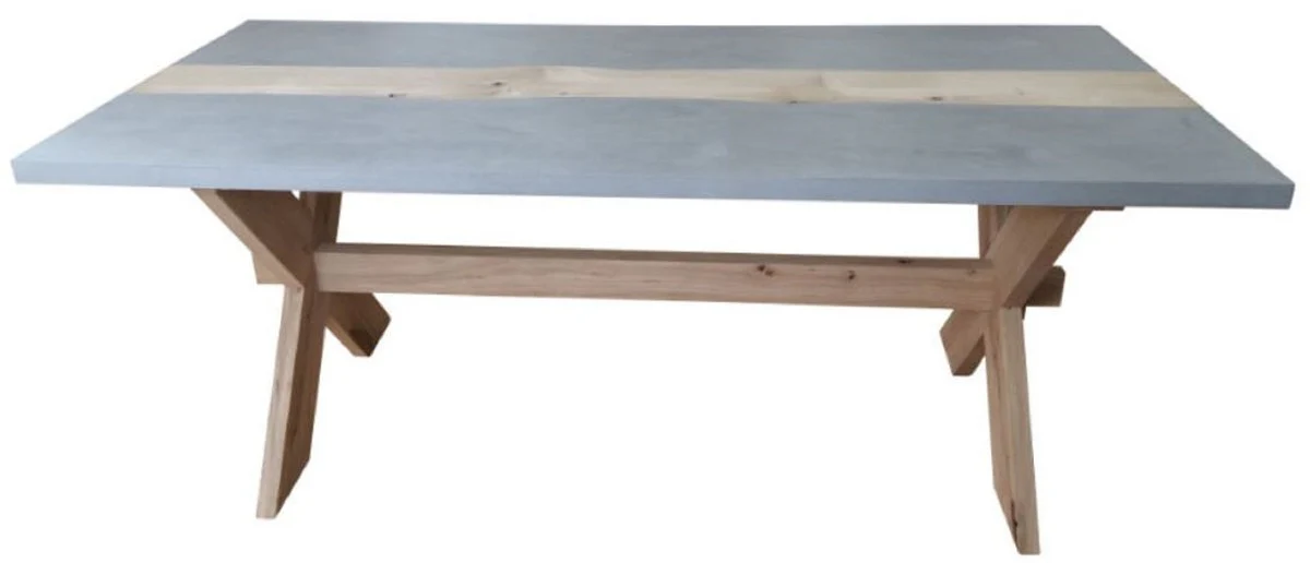 Casa Padrino mesa de comedor de estilo campestre gris / natural 240 x 100 x A. 78 cm - Mesa de jard¨ªn de estilo campestre - Muebles de comedor y jard¨ªn de estilo campestre