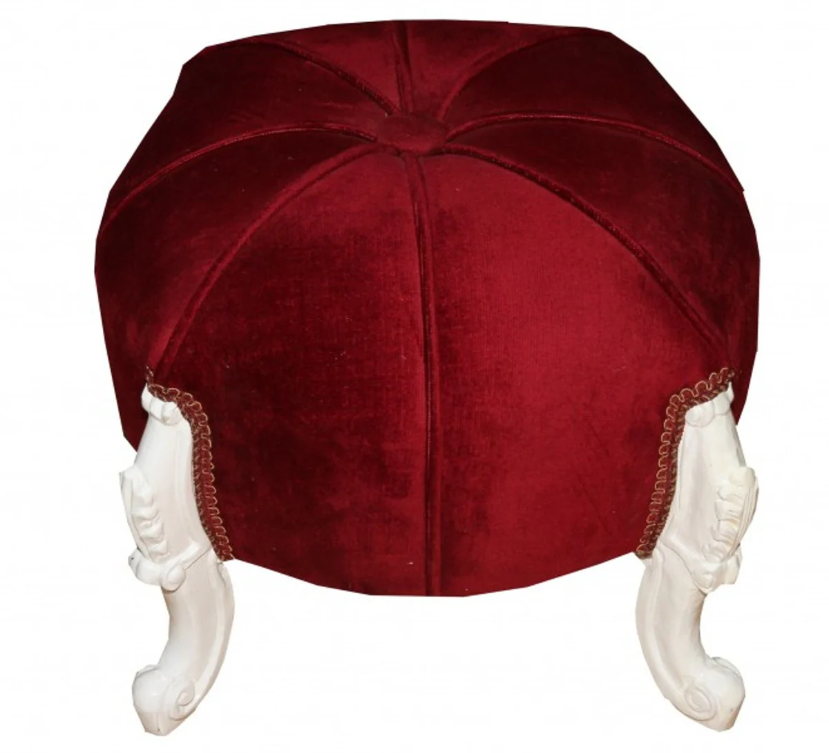 Casa Padrino barroco de heces - burdeos / blanco Rundhocker - muebles barrocos