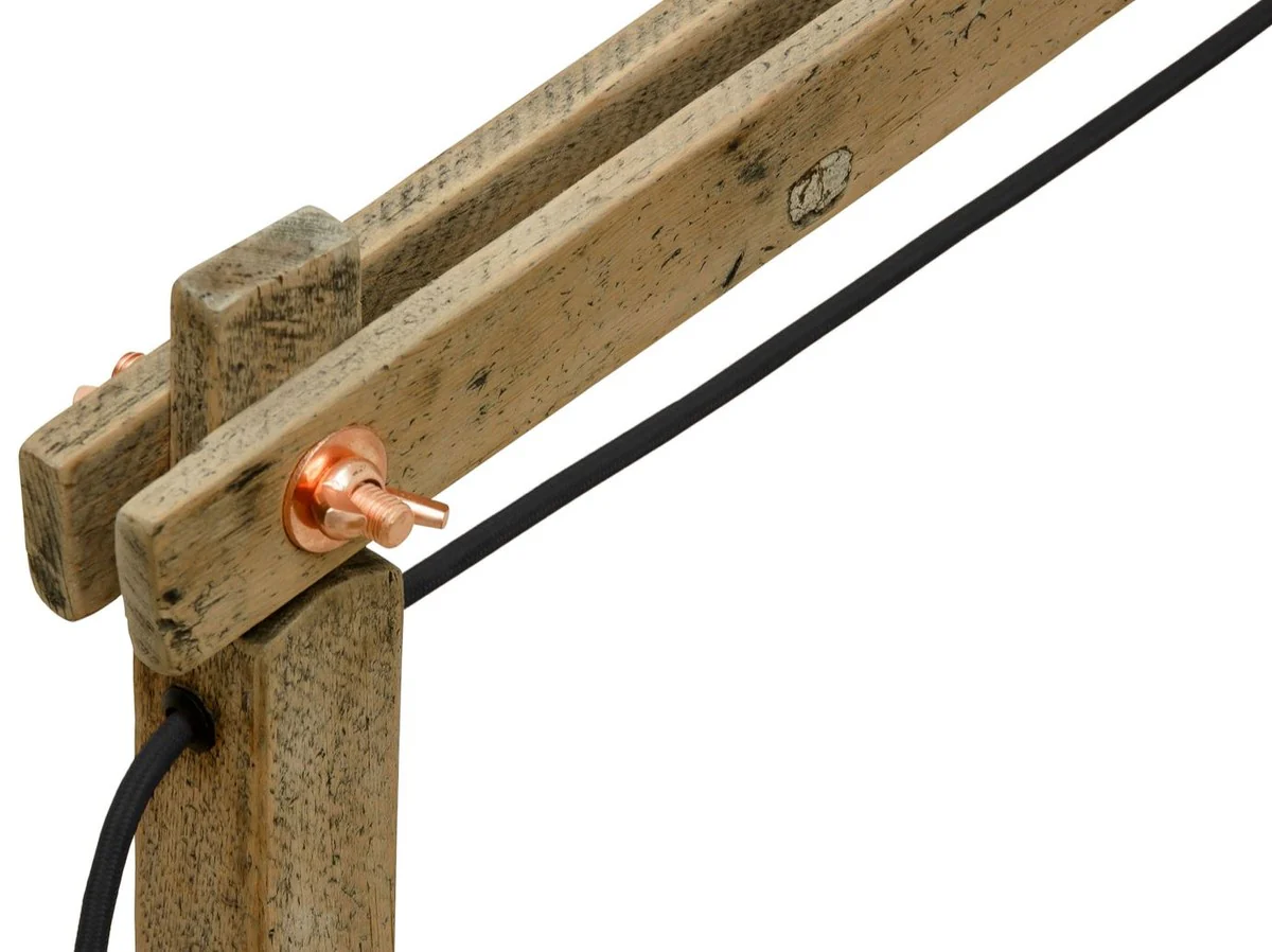 Casa Padrino lámpara de mesa de madera de pino colores naturales 90 x 30 x H. 105 cm - Lámpara de Mesa de Lujo con Cable Negro