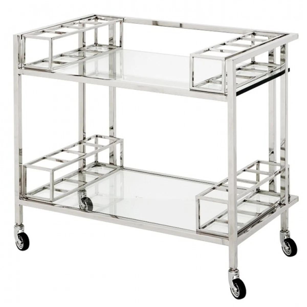 Casa Padrino Luxury Bar Trolley Trolley made of stainless steel and glass 80 x 48 x H. 77 cm - Luxury Hotel & Restaurant Furniture