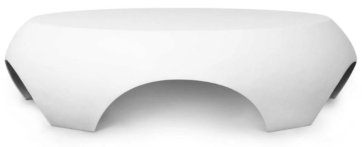 Casa Padrino mesa de jardín de lujo blanco mate Ø 140 x A. 35 cm - Mesa baja redonda resistente a la intemperie - Muebles Mesa de Jardín de Terraza - Colección de Lujo