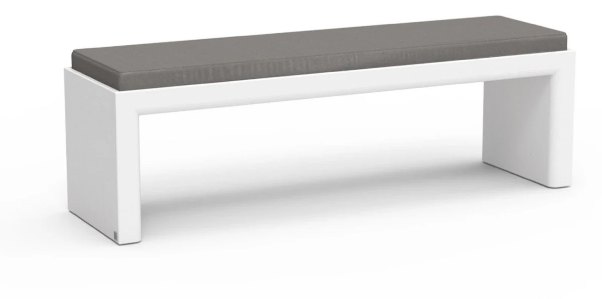 Casa Padrino banco de jard¨ªn de lujo gris oscuro / blanco mate 180 cm - Banco para exterior