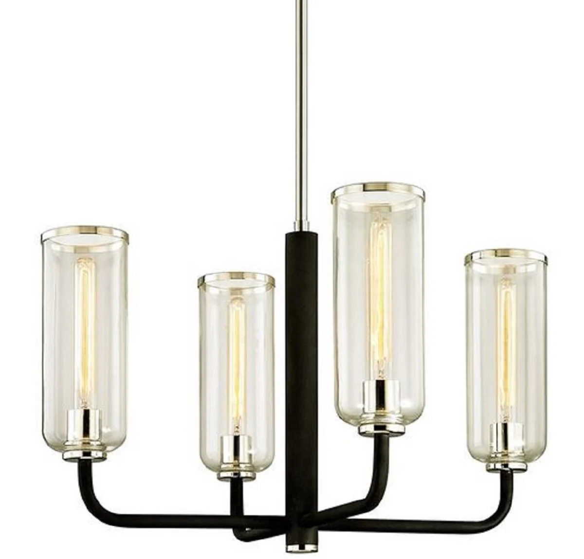 Casa Padrino araña de lujo negro / plata 73 x 73 x H. 45,7 cm - Araña con Pantallas de Vidrio