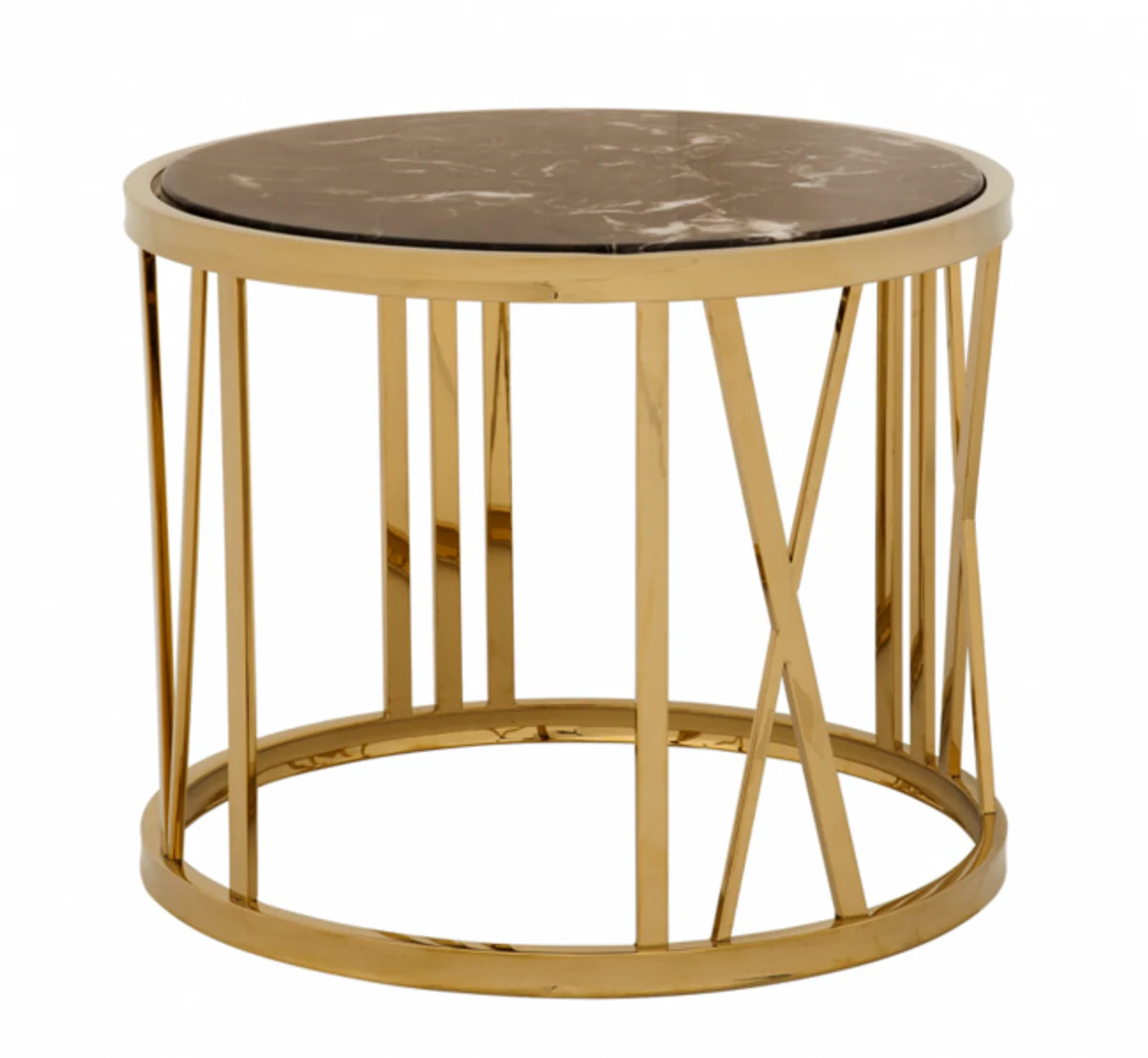 Casa Padrino luxury art deco designer side table gold with brown marble top - Luxury Collection