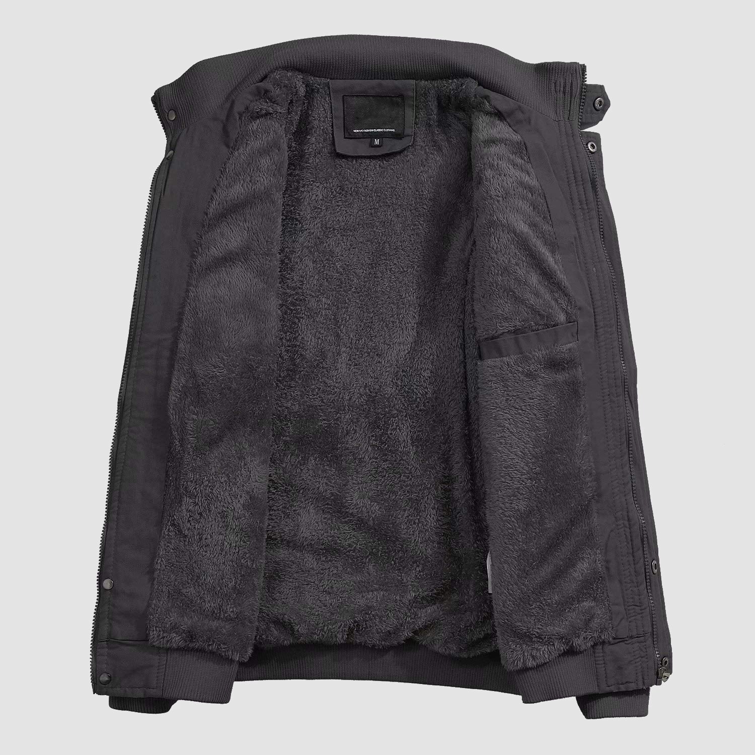 Men's Jacket Winter Military Cargo Work Jacket with 5 Pockets Fleece Lined Thicken Warm Coat