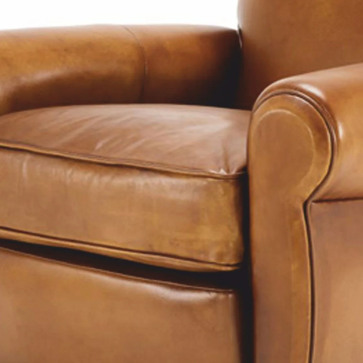 Casa Padrino sill¨®n de lujo de cuero marr¨®n / negro - Muebles de lujo en cuero genuino