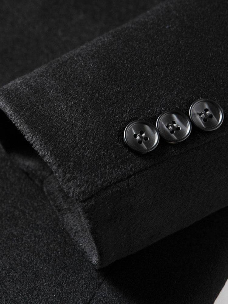 Quilted Lined Wool Blend Lapel Overcoat