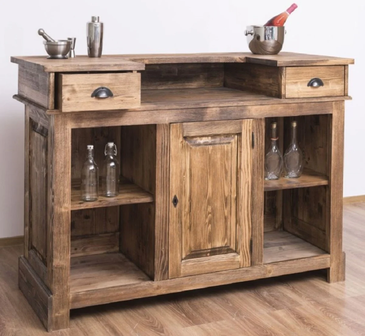 Casa Padrino barra de bar de estilo campestre marr¨®n / natural 160 cm - Mueble bar