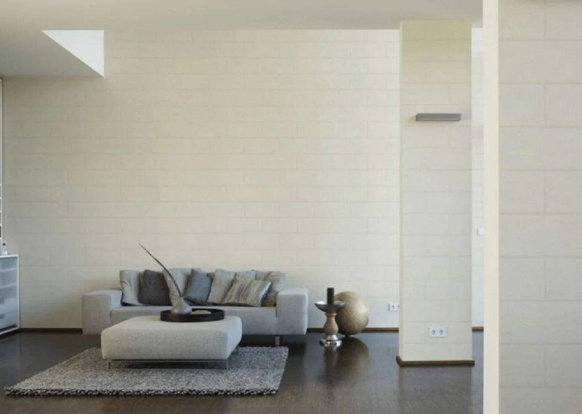 Papel pintado no tejido de Versace Via Gesu 343222 en piedra aspecto crema - Papel Pintado de Diseño - Accesorios Deco de Lujo