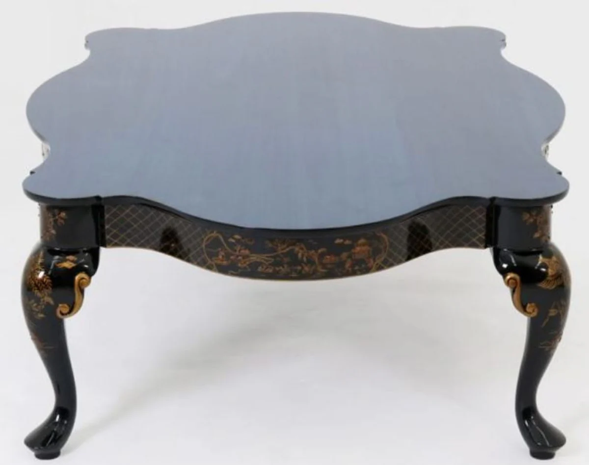 Casa Padrino mesa de centro barroca de lujo azul / negro / bronce 130 x 93 x A. 43 cm - Magn¨ªfica mesa de sal¨®n de madera maciza - Muebles Barrocos