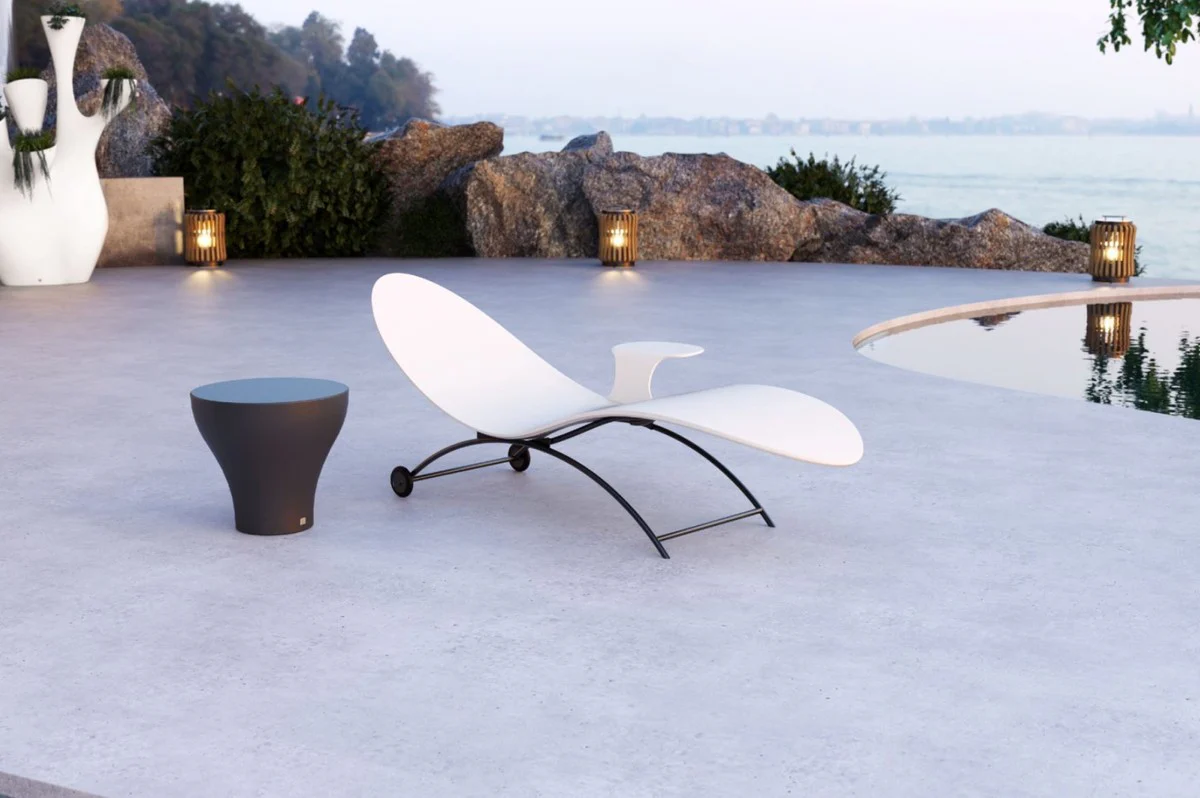 Casa Padrino tumbona de jard¨ªn de lujo blanco mate / gris antracita 205 cm