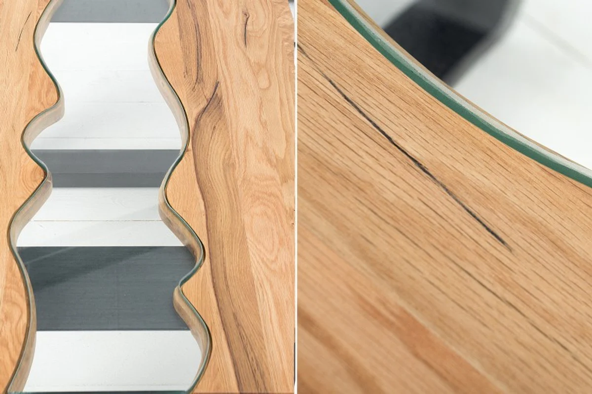 Consola de roble macizo de madera maciza de dise?ador de Casa Padrino con vidrio de seguridad 140 x 60 x H.75 cm - mesa consola - secretaria consola - mesa de tel¨¦fono - muebles de hotel