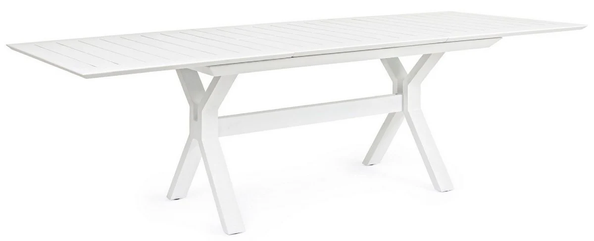 Casa Padrino mesa de jardín de lujo blanco 180-240 x 100 x A. 76 cm - Mesa de comedor extensible de aluminio con recubrimiento en polvo - Mesa de jardín y terraza - Muebles de jardín y terraza