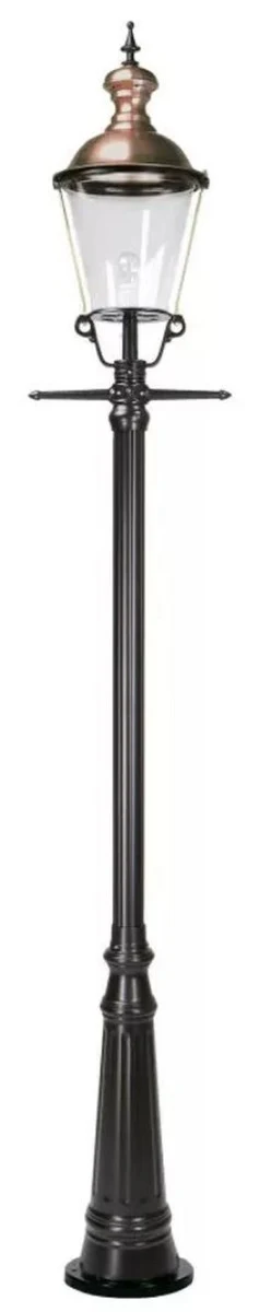 Casa Padrino linterna de jardín Art Nouveau negro / cobre 49 x 37 x A. 295 cm - Lámpara de pie de jardín de aluminio pintado con polvo - Iluminación nostálgica - Luces nostálgicas
