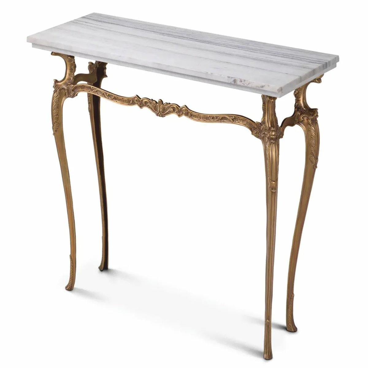 Casa Padrino consola barroco de lujo con tablero de m¨¢rmol lat¨®n vintage / blanco 87,5 cm