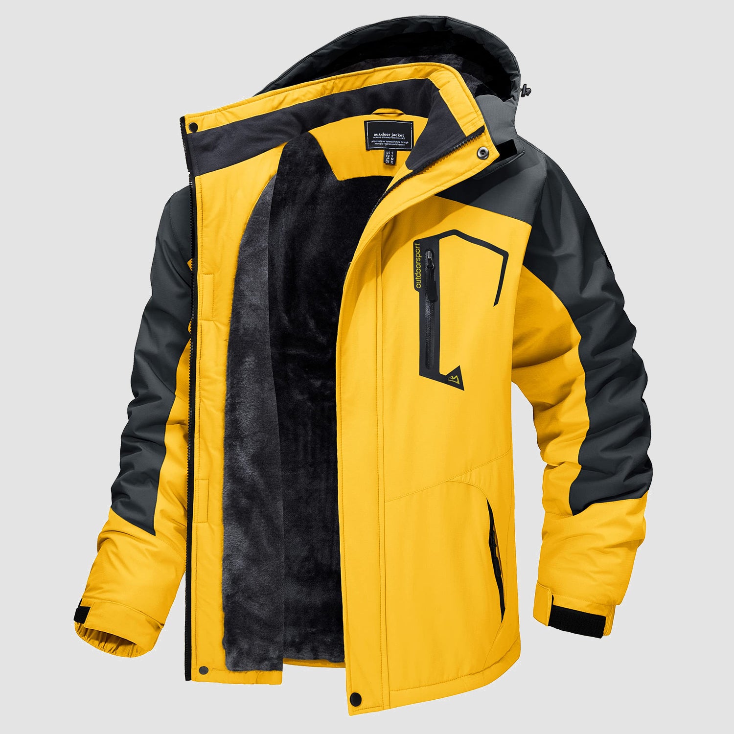 Men's Winter Jacket Water Repellent Ski Snow Jacket Warm Fleece Coat Parka Raincoats With Multi-Pockets