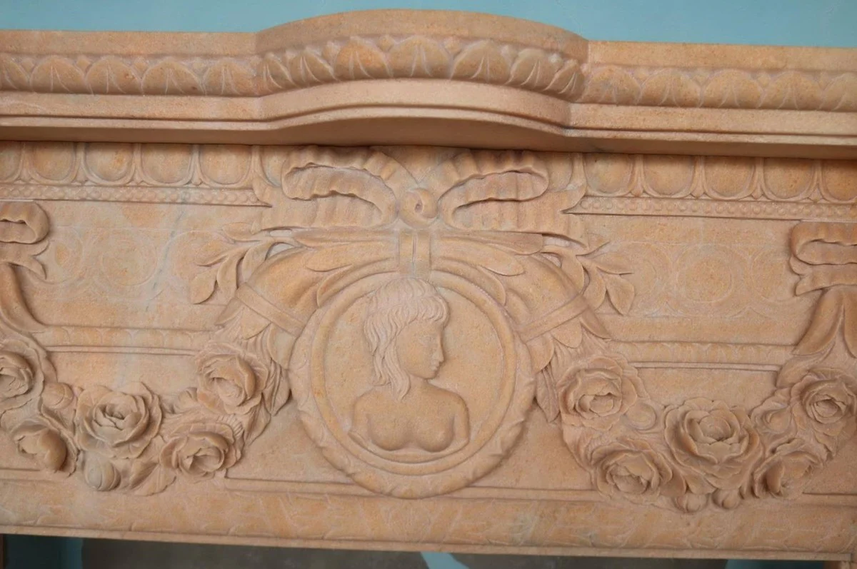 Casa Padrino marco de chimenea de m¨¢rmol barroco de lujo beige 200 x A. 150 cm