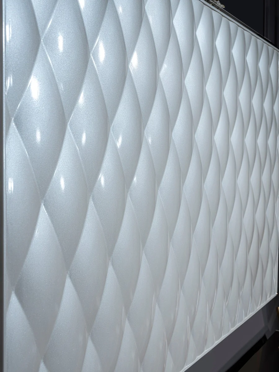 Casa Padrino gabinete de TV barroco de lujo blanco / oro / negro 235 x 52 x A. 54 cm - Aparador de madera maciza noble con pared de TV - Gabinete de sala de estar - Muebles de salón en estilo barroco