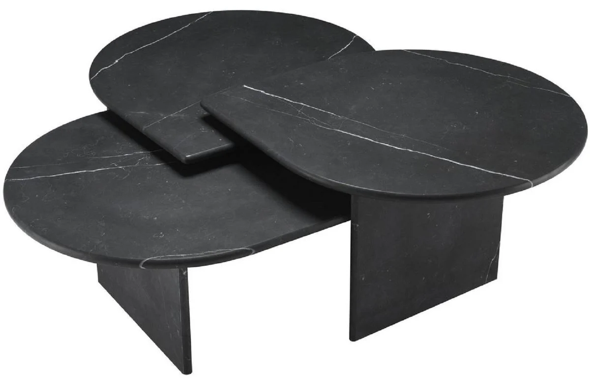 Casa Padrino conjunto de mesa de centro de lujo negro - 3 Mesas de sal¨®n hechas de m¨¢rmol de alta calidad - Muebles de sal¨®n de lujo