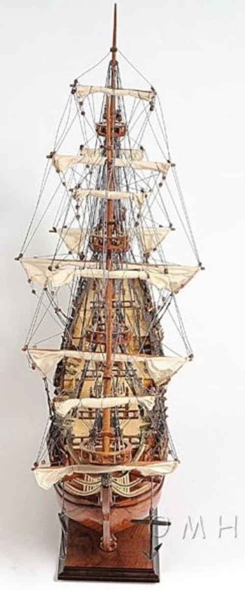 Casa Padrino buque insignia de lujo Zeven Provincien con soporte de madera maciza marrón 93,2 x 29,8 x A. 80,5 cm - Velero Barco de Madera Decorativo Hecho a Mano