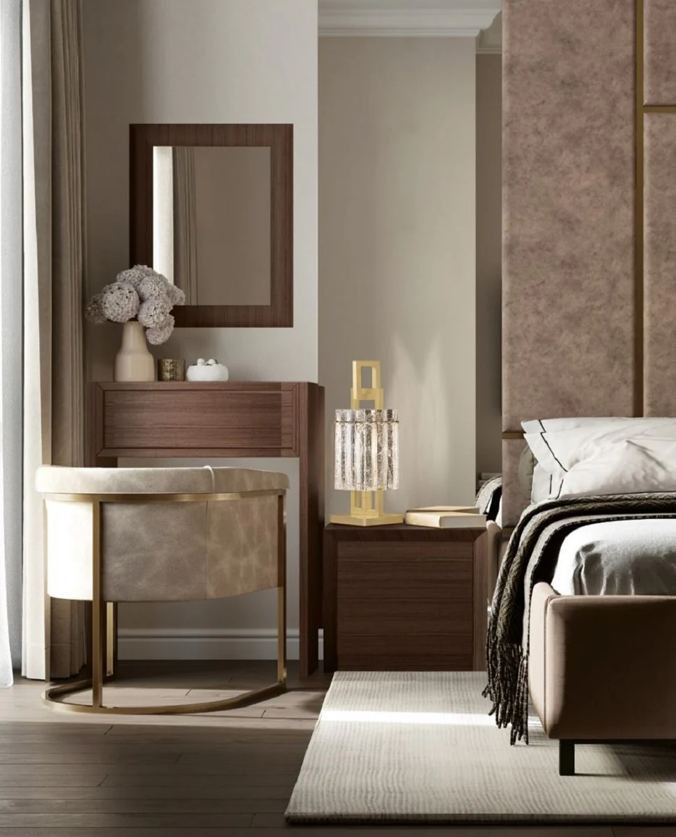 Casa Padrino lámpara de mesa de lujo latón 15,5 x 15,5 x A. 41,5 cm - Lámpara de noche de metal con pantalla de vidrio - Lámparas de mesa de lujo - Calidad de lujo - Hecho en Italia